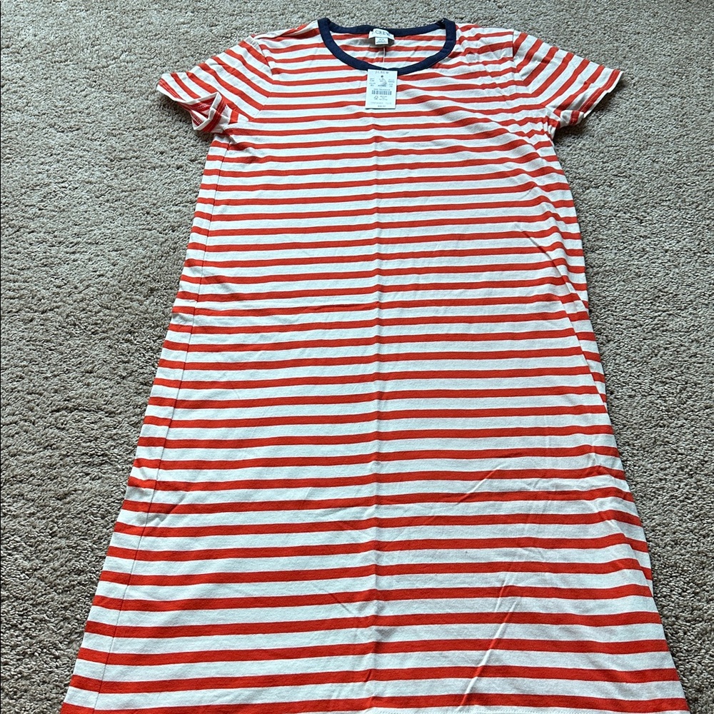J. Crew Navy and Red Striped T-shirt dress-XS